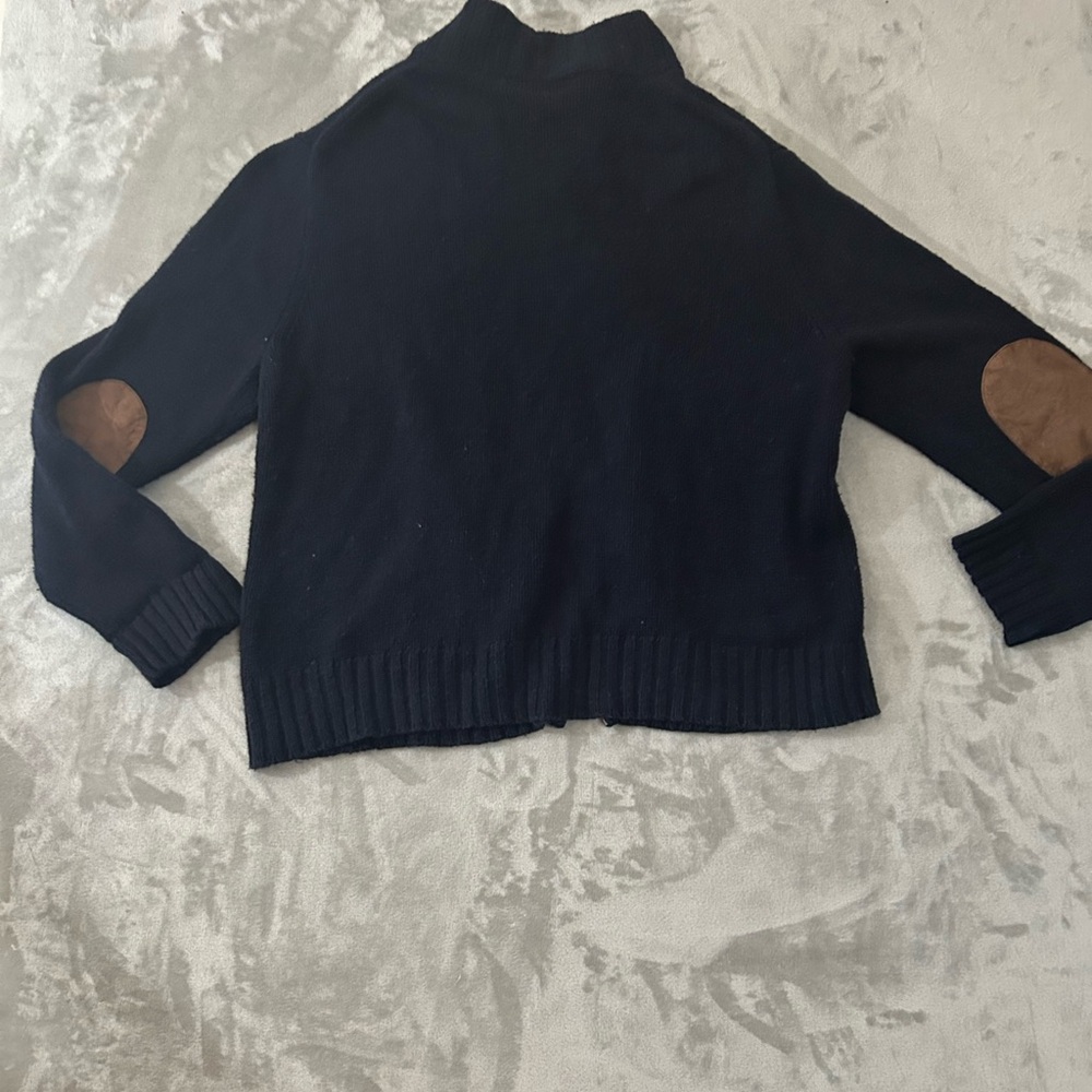 Vintage polo Ralph Lauren double zipper elbow patch cable knit  sweater - Picture 5 of 15